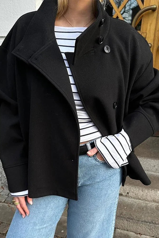 SEAME - Rosalia Elegant Lady Women's Jacket with Stand Collar for Autumn Style Black S