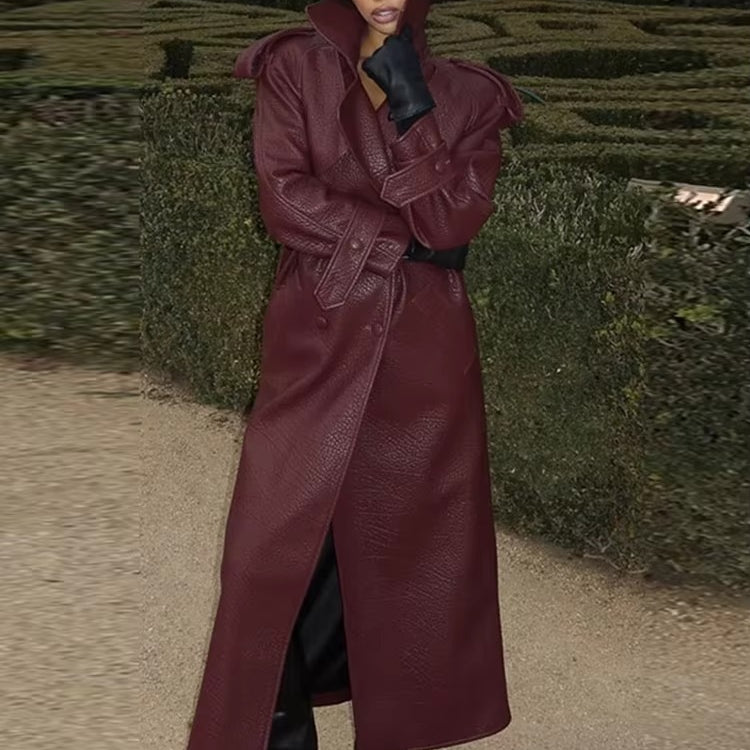 Długa skórzana kurtka Danica