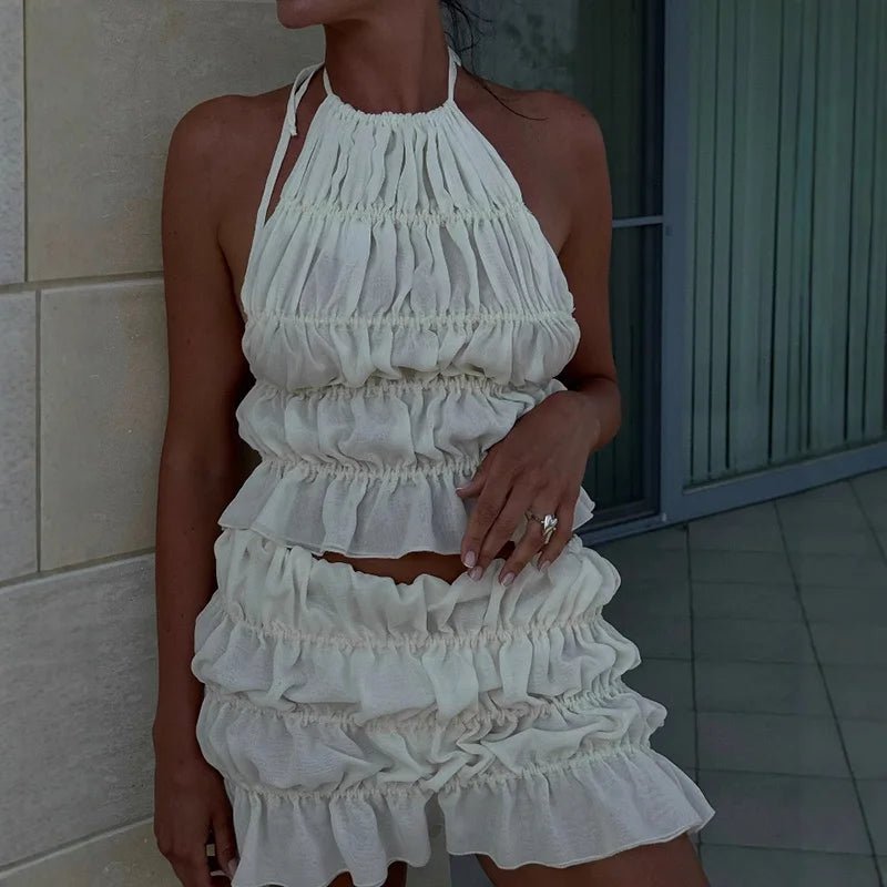 SOERA Priya Tie-Up Tank & Pleated Skirt Set - Set - White Set XS