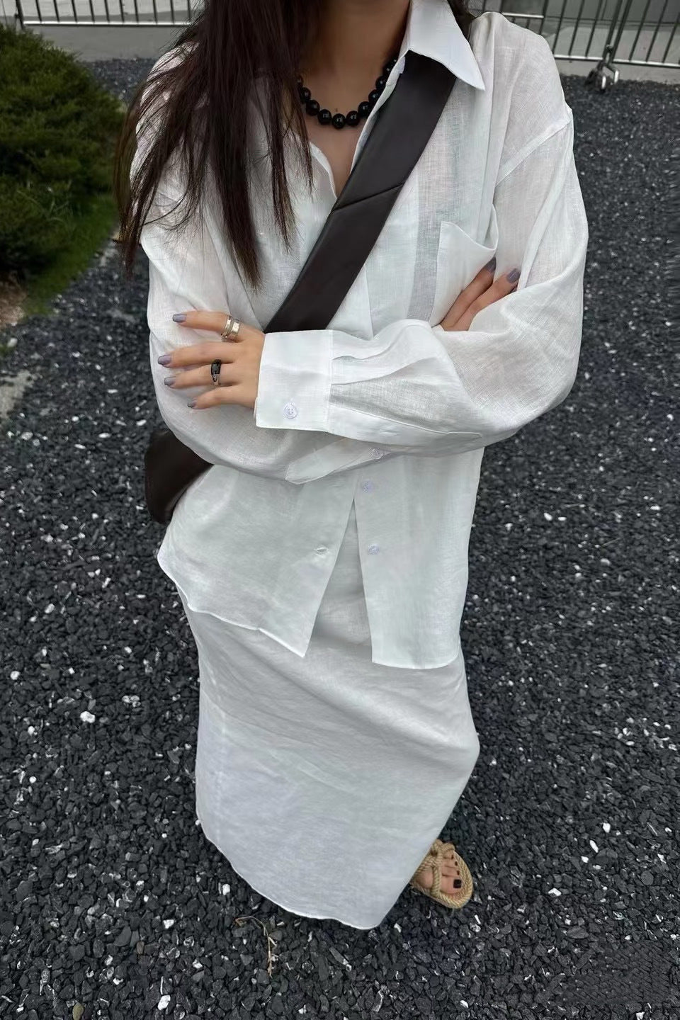 SOERA Beatrice Linen Loose Fit Long Sleeve Blouse - Blouse - White L