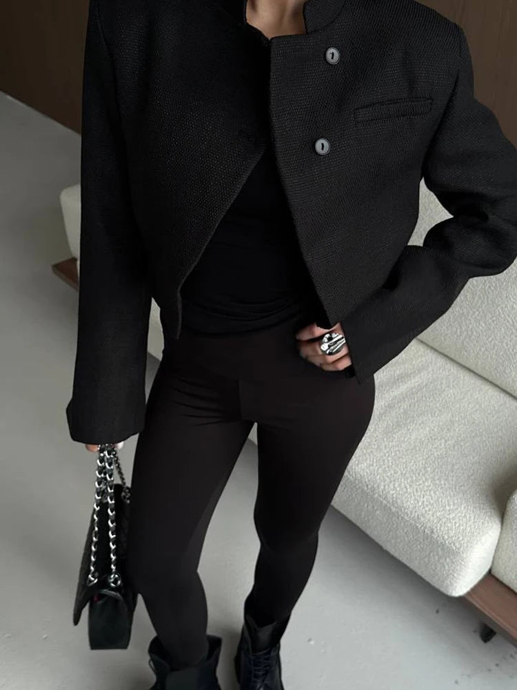 SOERA Anneliese Cropped Button-Front Blazer - Coats & Jackets - Charcoal S
