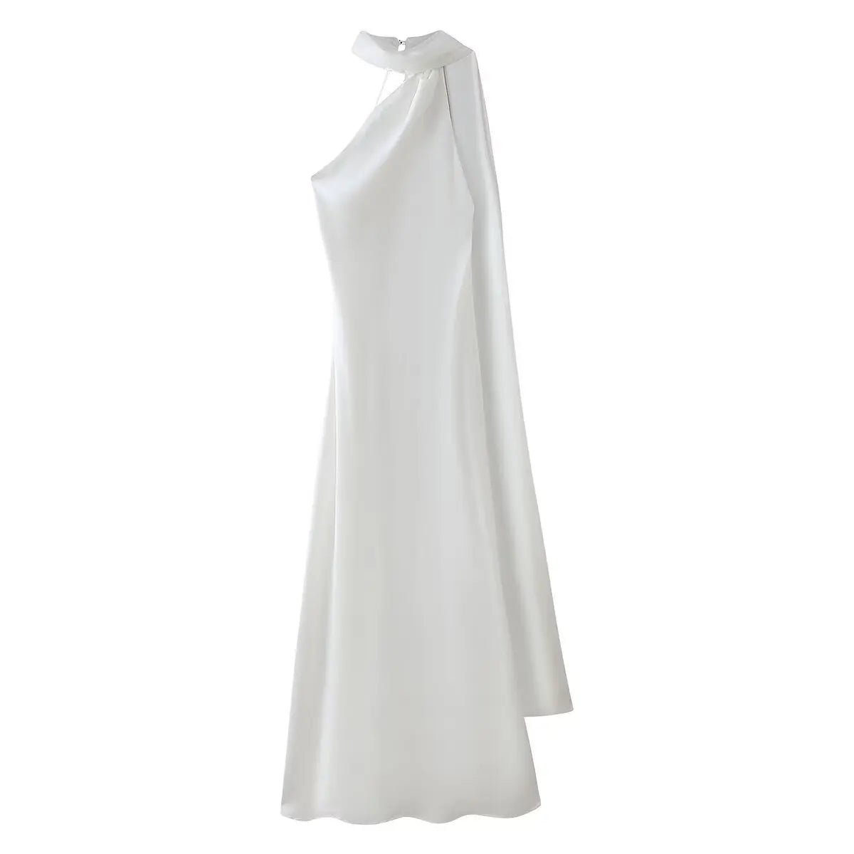 SOERA Beatrice Halter Backless Silk Satin Maxi Dress - Dress - White S