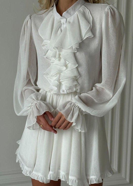 SOERA Brigitte Ruffled Mini Dress - Dress - White S