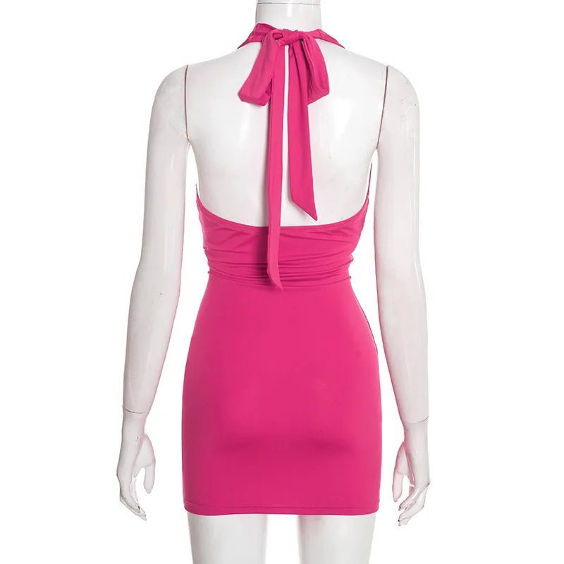 SOERA Elena Ruched Halter Mini Dress - Dress - Pink S