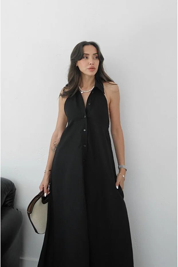 SOERA Kaya Halter Neck Elegant Maxi Dress - Dress - Black XS