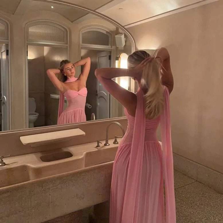 SOERA Olivia Mesh Maxi Dress with Scarf - Dress - XS