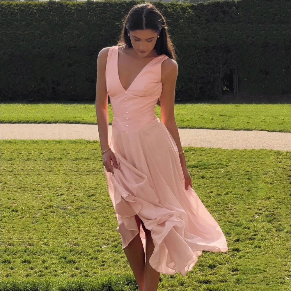 SOERA Sophia V-Neck Evening Dress - Dress - Pink S