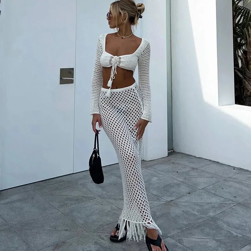 SOERA Ashley Crochet Cover Up Skirt Set - Dresses - 1005007444793118-;iB1772045929909591838 S