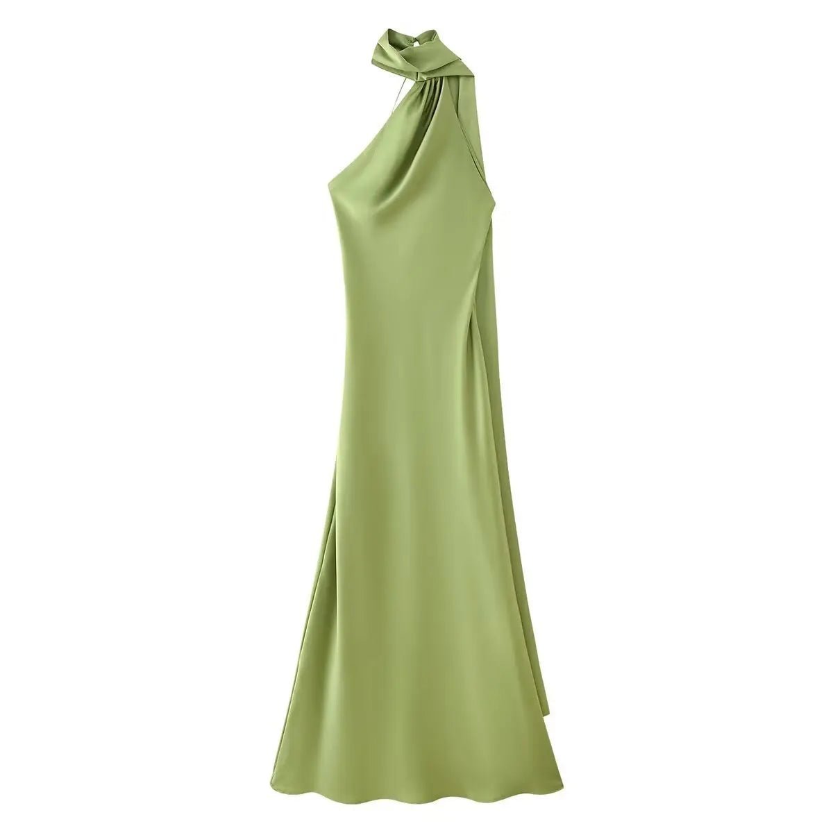 SOERA Beatrice Halter Backless Silk Satin Maxi Dress - Dresses - Yellow S