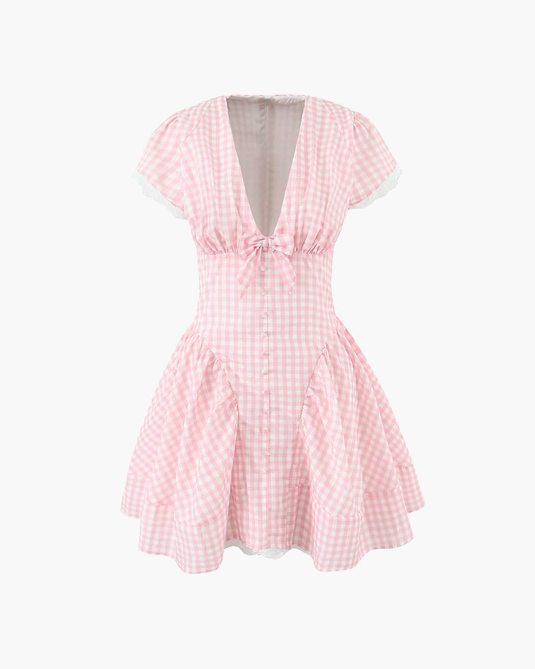 SOERA Brittany Plaid Ruffle Mini Dress - Dresses - Pink S
