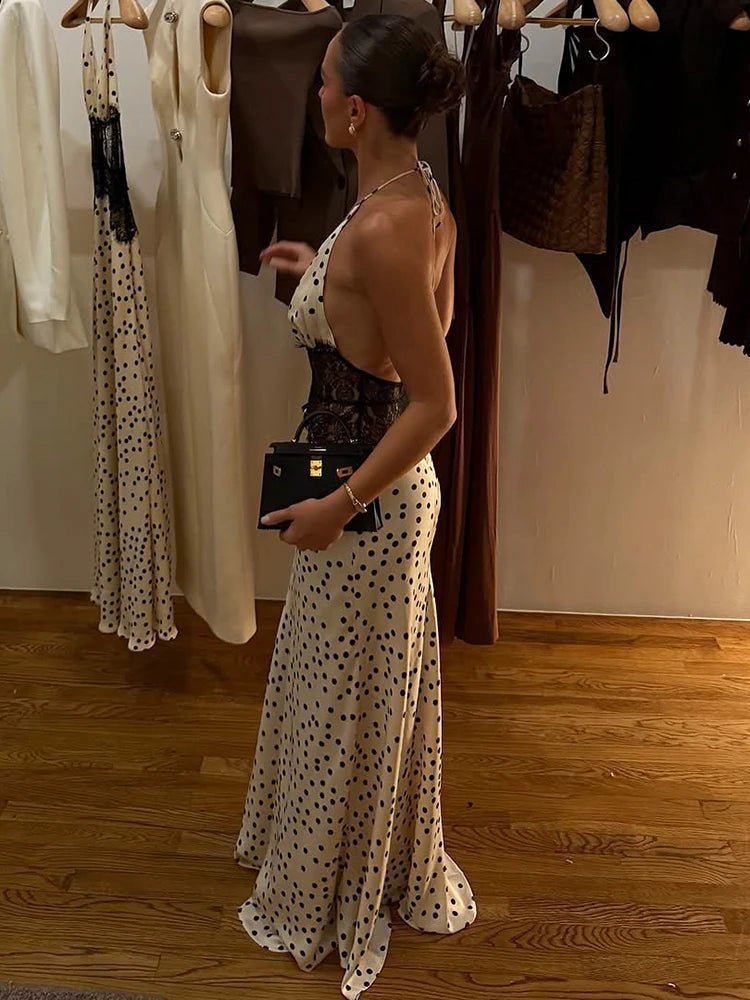SOERA Celeste Polka Dot Halter Maxi Dress - Dresses - XS