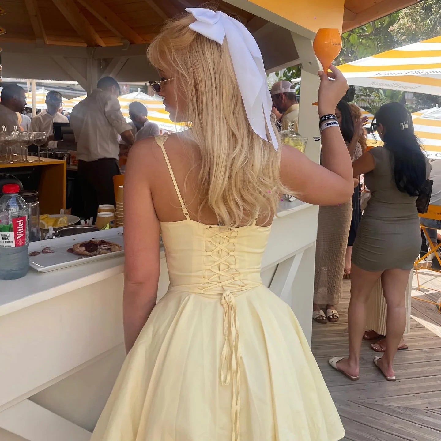 SOERA Jolie Flowy Lace Up Mini Dress - Dresses - 1005007240063088-;Wc1771345061672423803 Yellow S