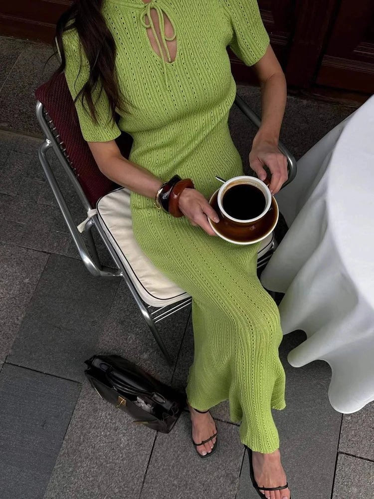 SOERA Nancy Bodycon Knitted Maxi Dress - Dresses - 1005009057952162-;op1772045931369612363 Green M