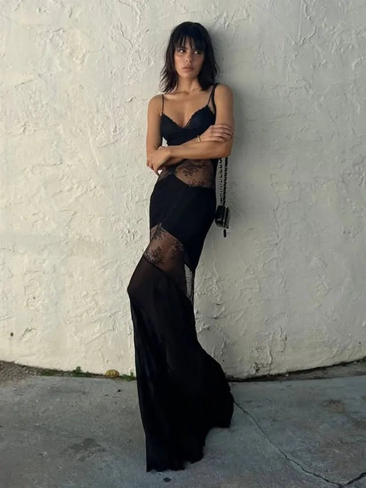 SOERA Ravenna Sheer Lace Slip Maxi Dress - Dresses - XS