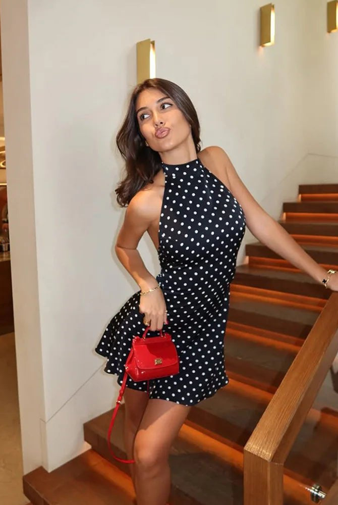 SOERA Renee Halter Dot Mini Dress - Dresses - 1005009294102385-;mC1769670009888398881 Black L