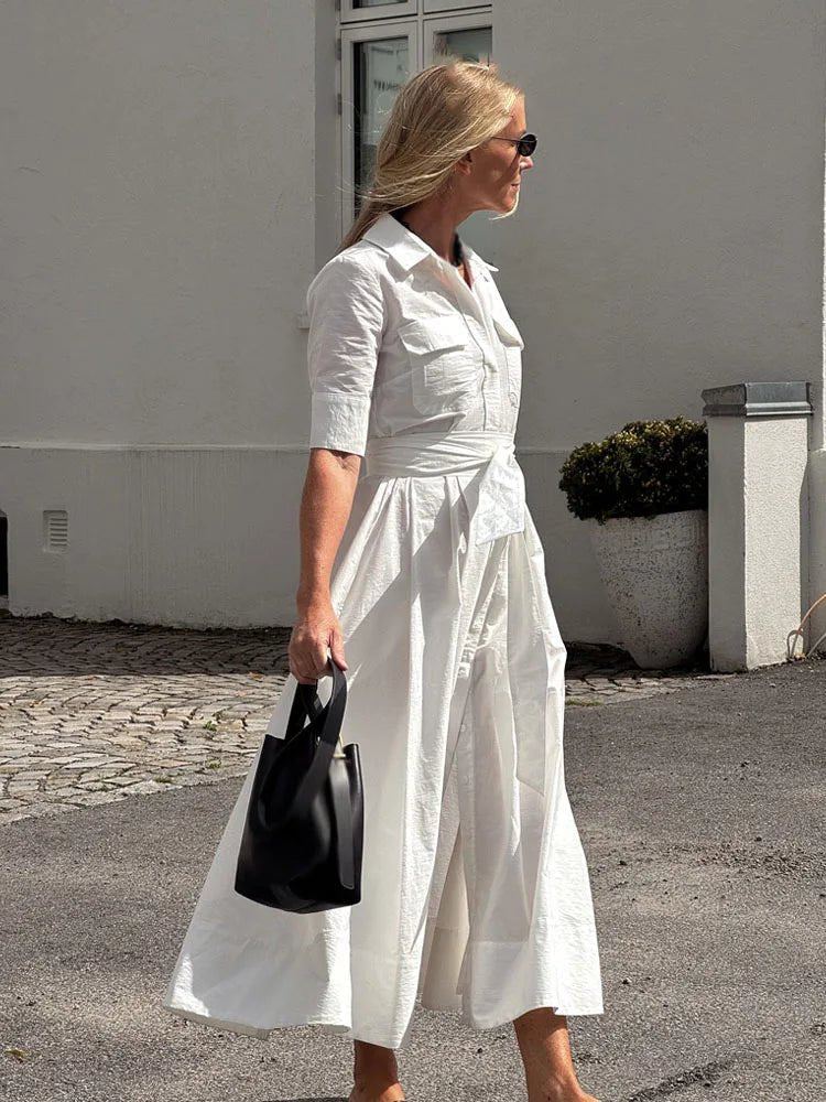 SOERA Stacie Bow Tie-Waist Shirt Dress - Dresses - White XS