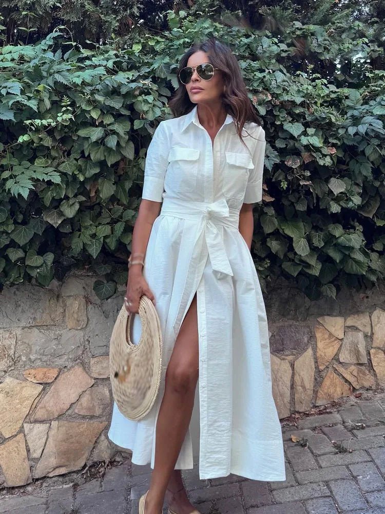 SOERA Stacie Bow Tie-Waist Shirt Dress - Dresses - White XS