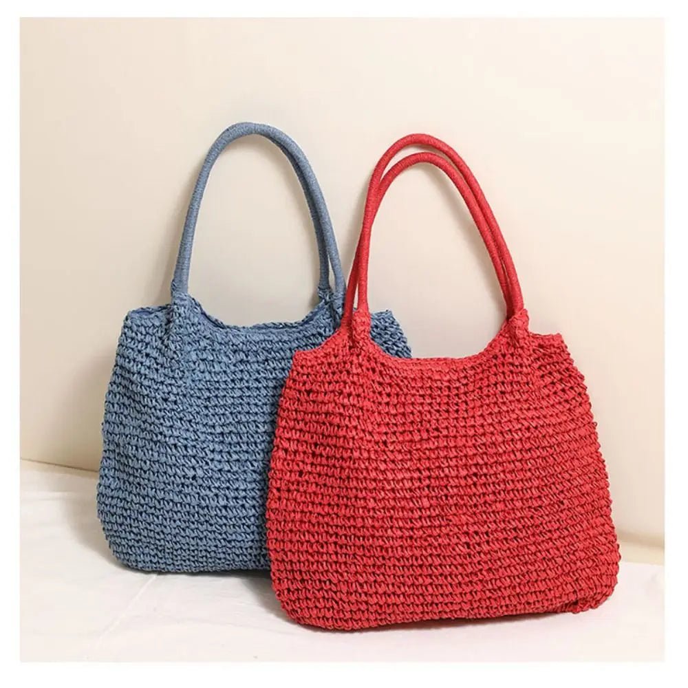 SOERA Brielle Woven Straw beach Tote Bag - Handbags - Blue