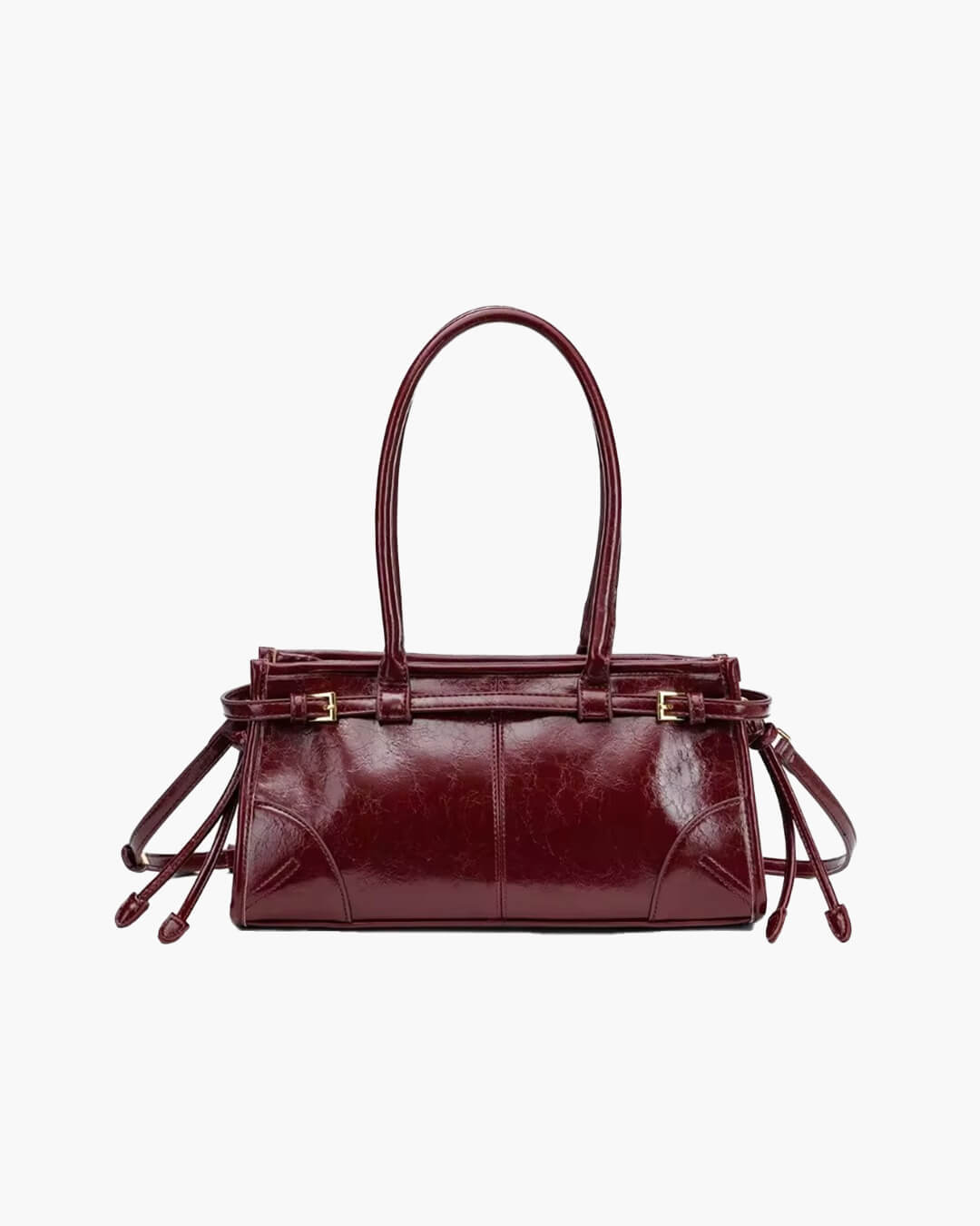 SOERA Luna Leather Shoulder Bag with Belt Detail - Handbags - 1005008217649789-;Vu1763050843710216246 Dark Red