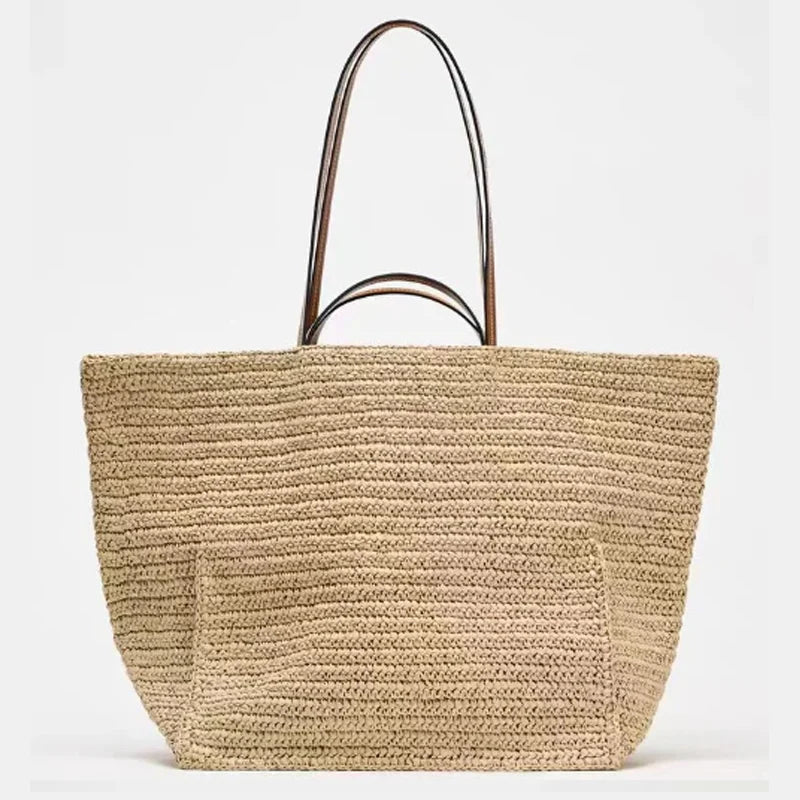 SOERA Naria Woven Straw Tote Bag - Handbags - Dark Brown