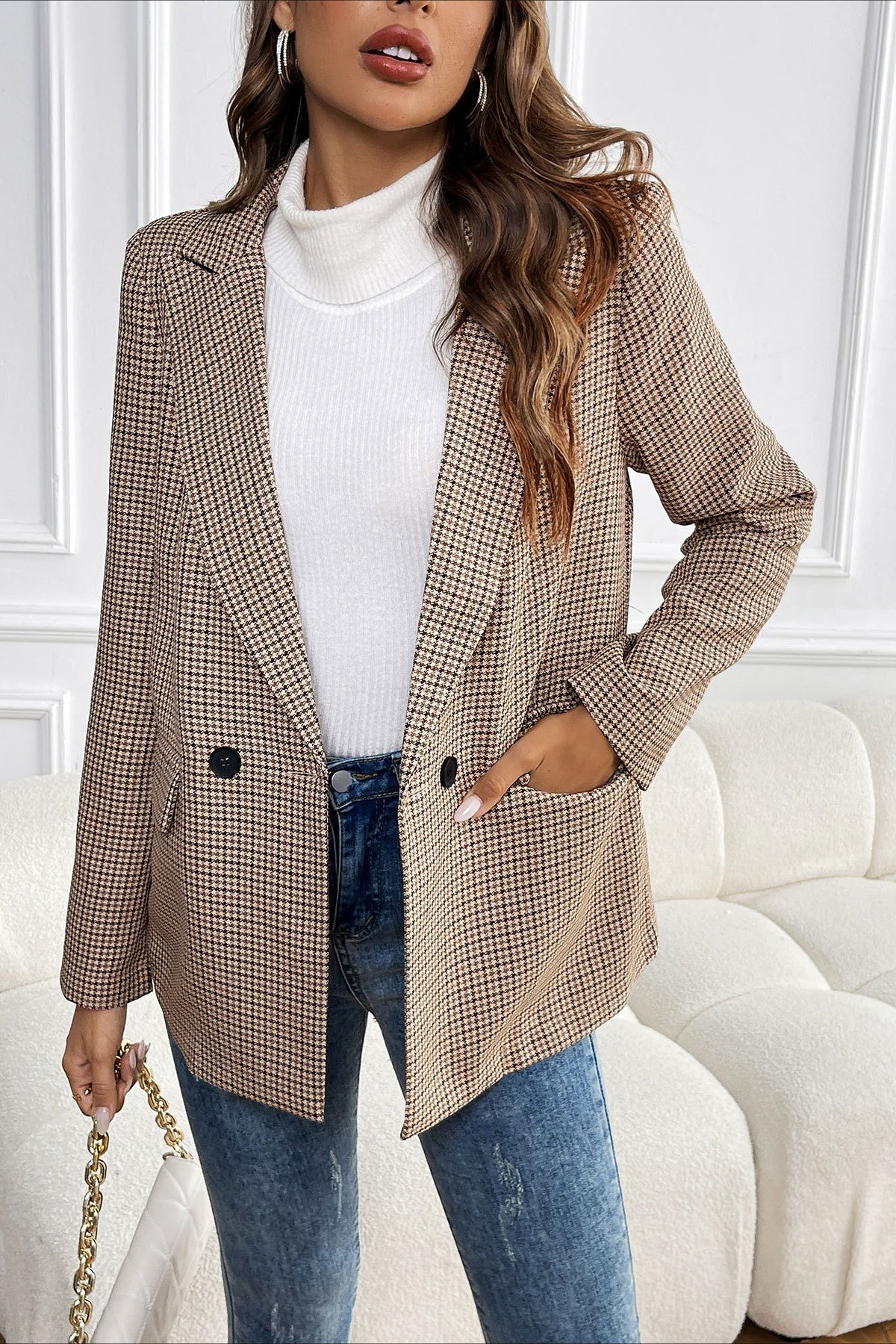 SOERA Beatrice Vintage Houndstooth Blazer - Jacket - S