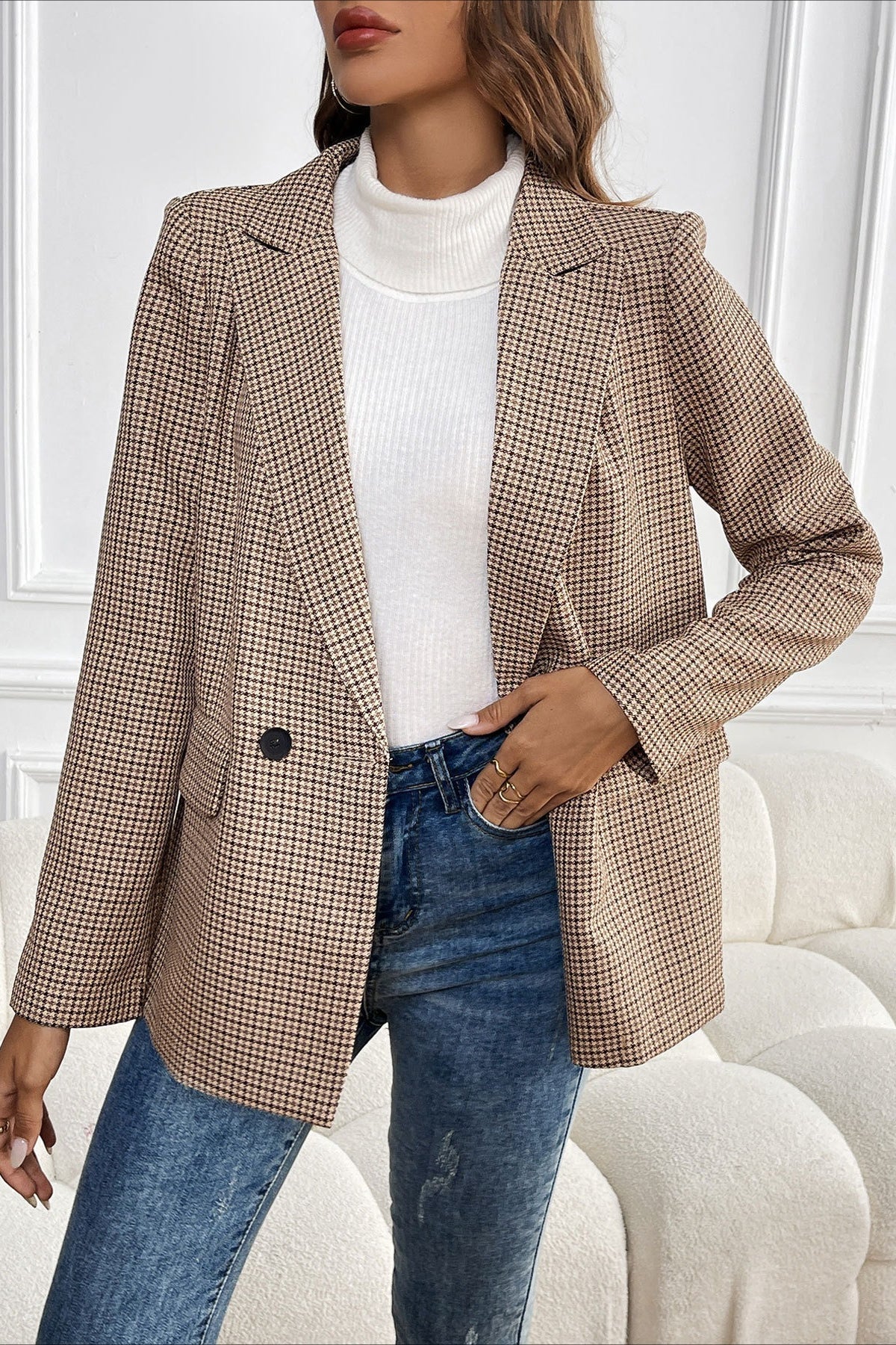SOERA Beatrice Vintage Houndstooth Blazer - Jacket - XL