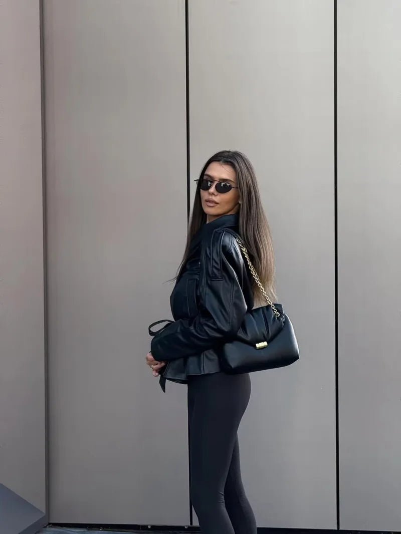 SOERA Alma Faux Leather Short Trench Coat - Jackets - 1005010089912037-;VX1773374038511552703 S