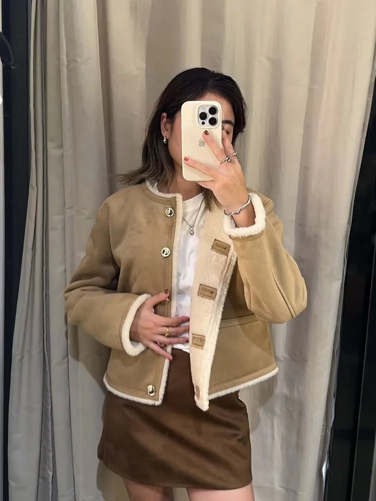 SOERA Aralyn Faux Fur Suede Coat - Jackets - 1005009972956325-;Nx1764887228032479084 Beige M