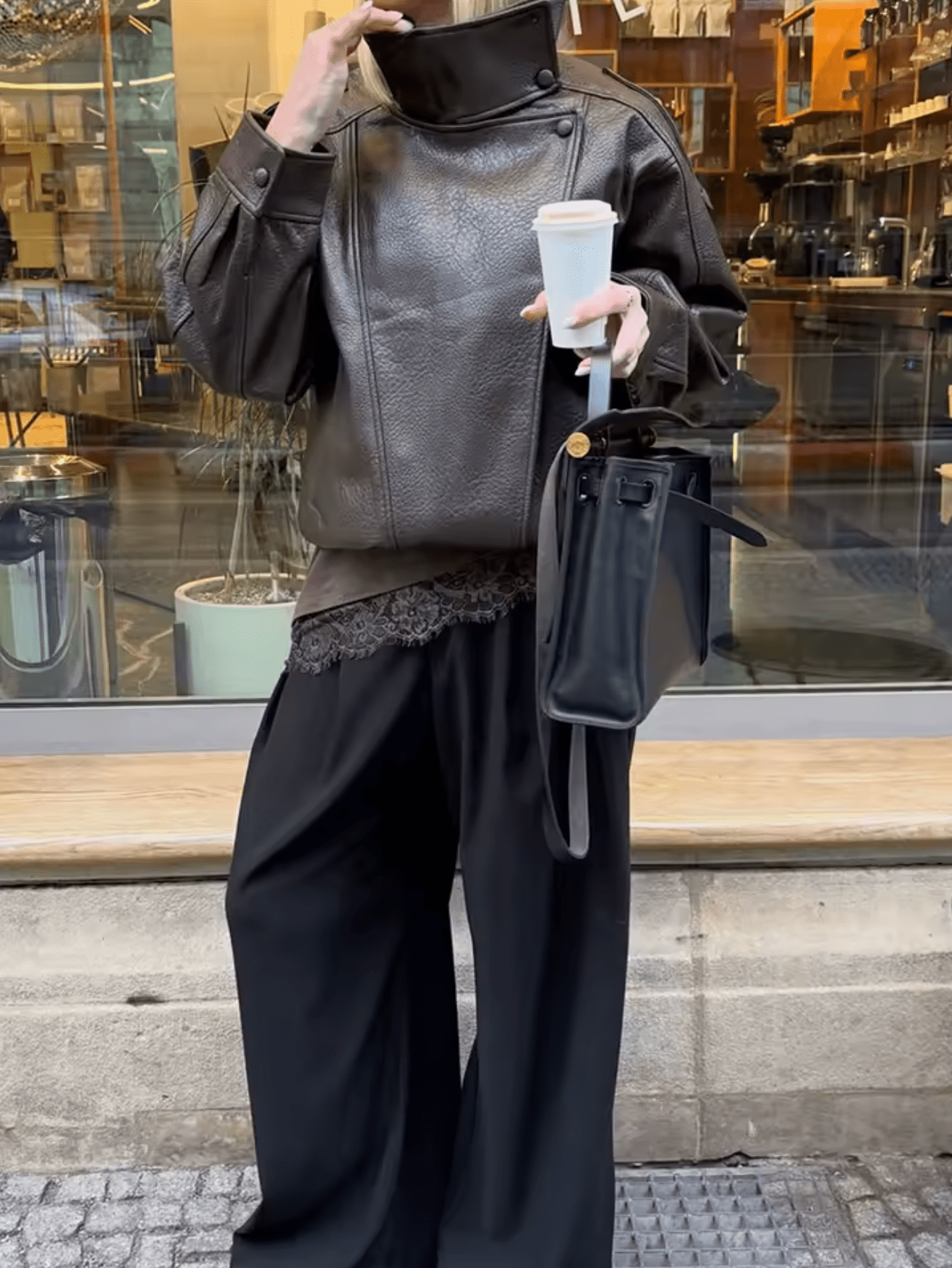 SOERA Carla Asymmetrical Leather Jacket - Jackets - Brown XS