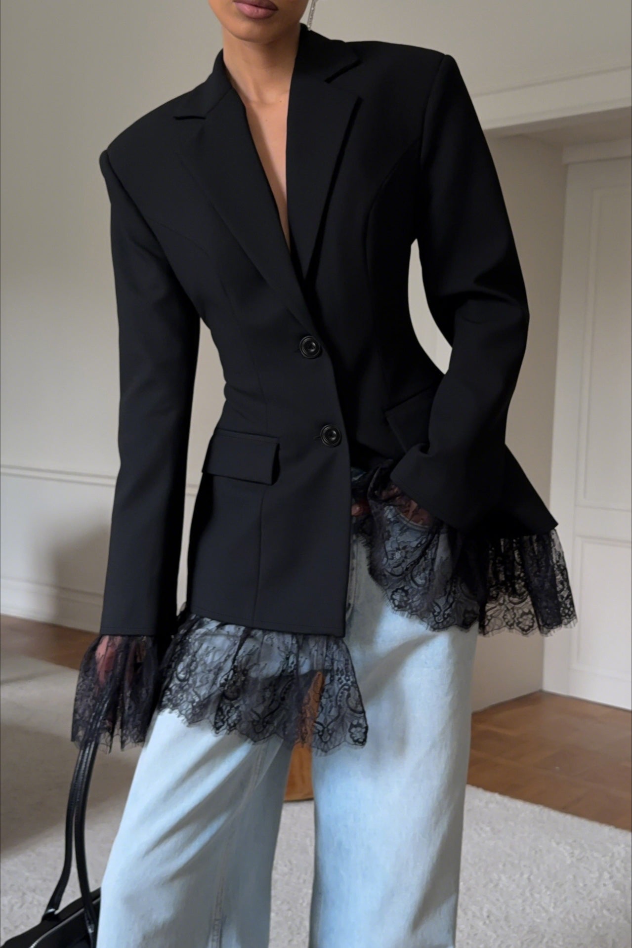 SOERA Colbie Lace - Trimmed Blazer - Jackets - lu1770276357228796151 Black M