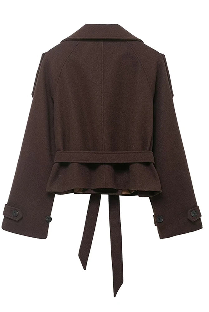 SOERA Debbie Stand Collar Short Trench Coat - Jackets - 1005010585967410-;jC1773321574175735554 Dark Brown S