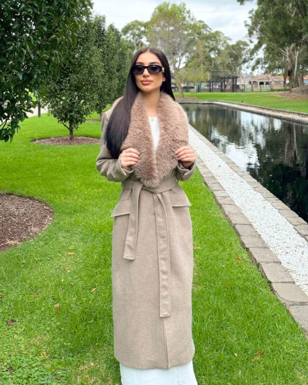 SOERA Flora Faux Fur Collar Maxi Coat - Jackets - 1005008156822535-;dE1764102180810518310 Beige XS