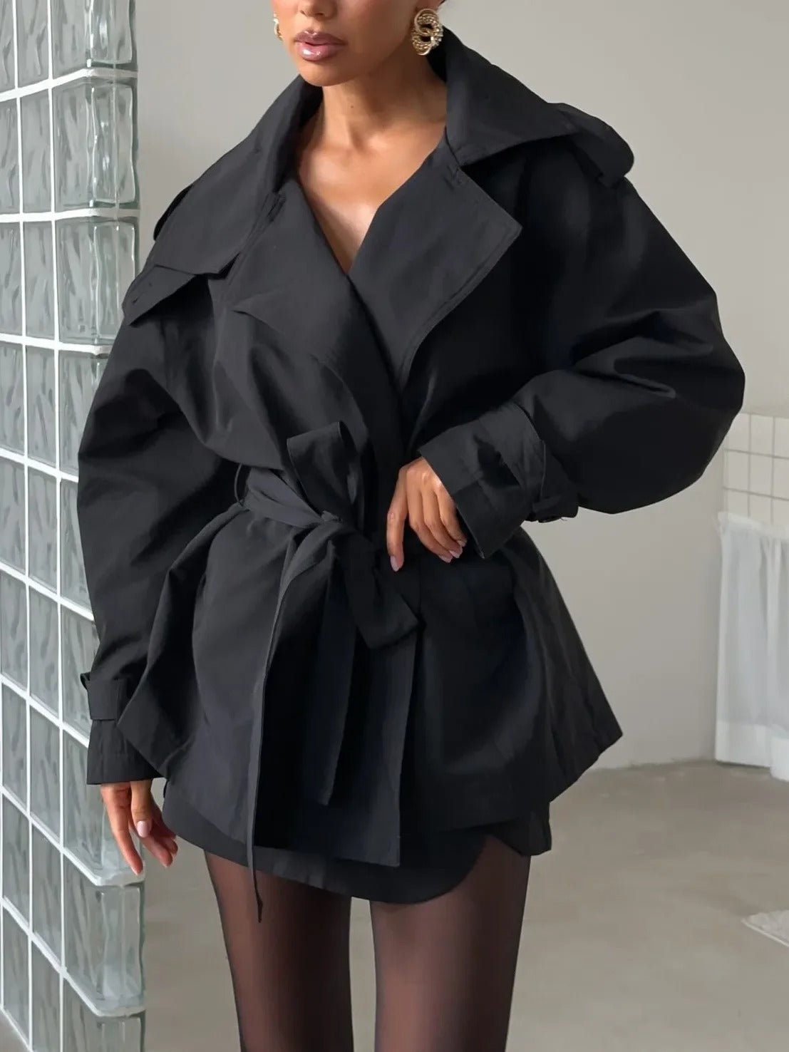 SOERA Hailey Crop Trench Coat - Jackets - Black M