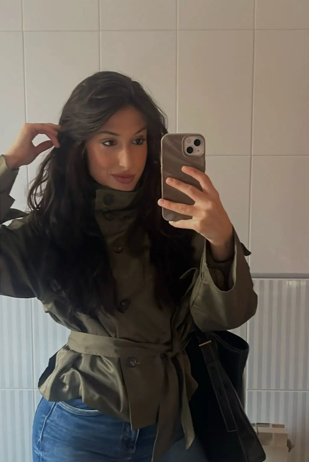 SOERA Kara Stand Collar Belted Crop Trenchcoat - Jackets - 1005009693239722-;KU1771494648618955528 Olive XS