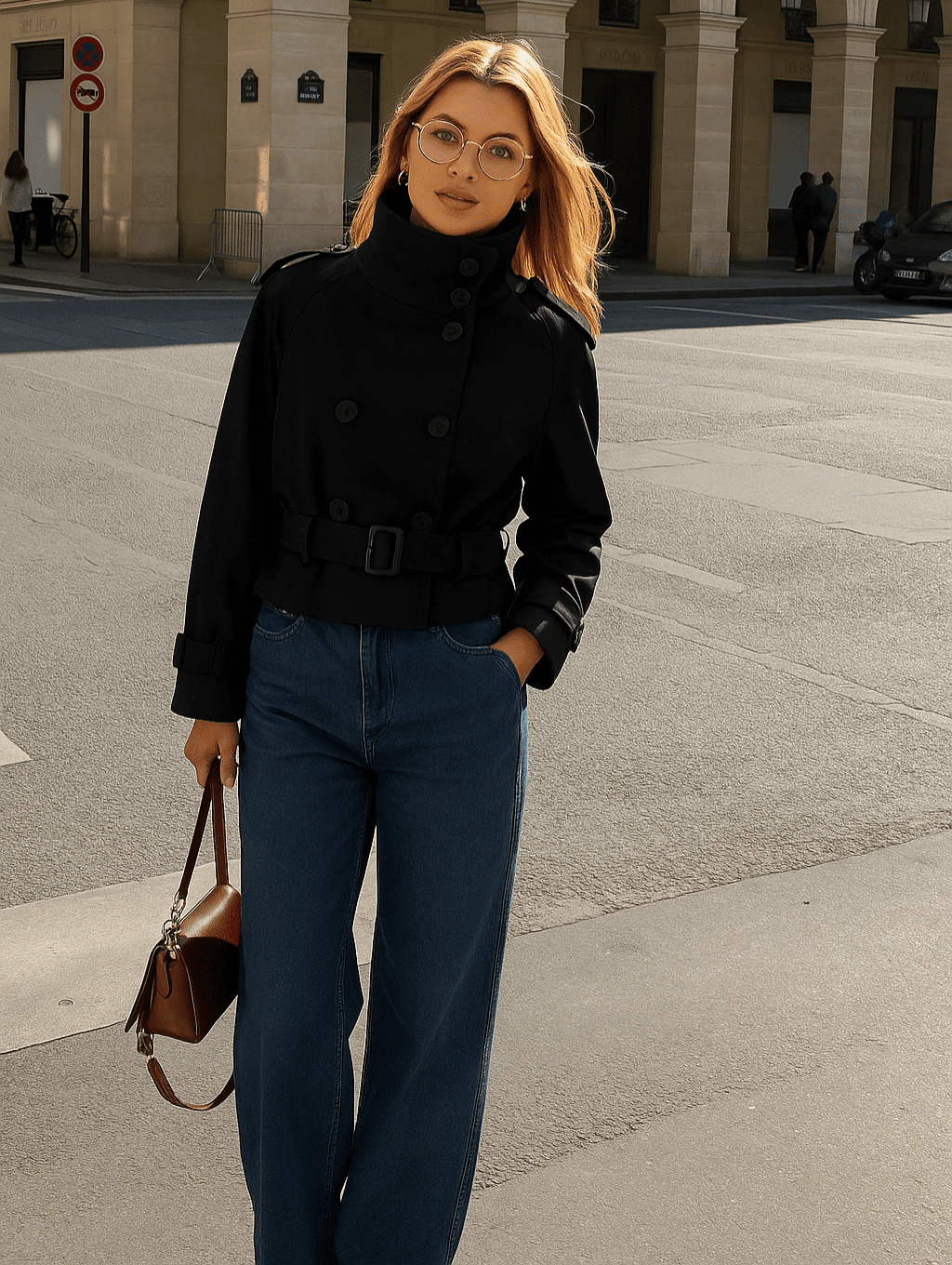 SOERA Kara Stand Collar Belted Crop Trenchcoat - Jackets - 1005009693239722-;nd1771494648622818074 Black XS