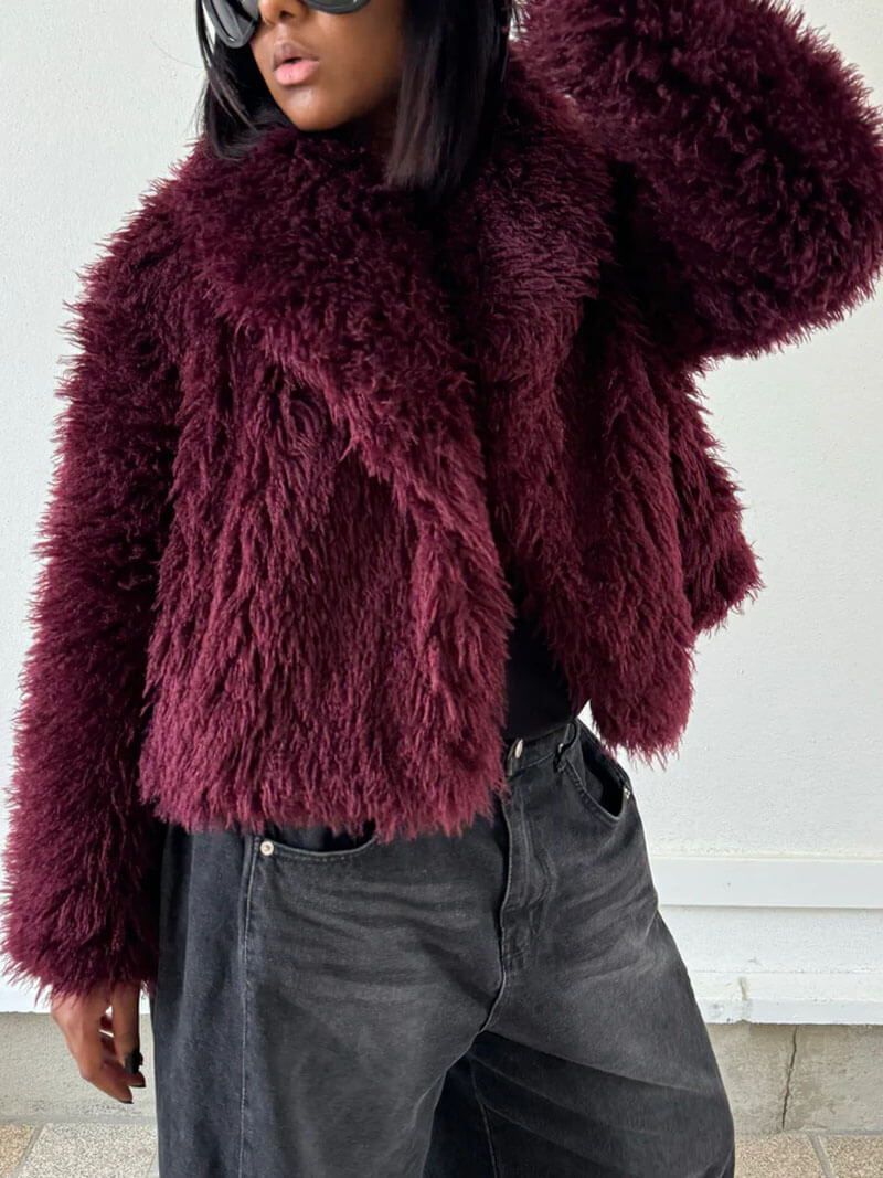 SOERA Mia Faux Fur Jacket - jackets - Soera-Mia-Faux-Fur-Jacket-Burgundy/S Burgundy S
