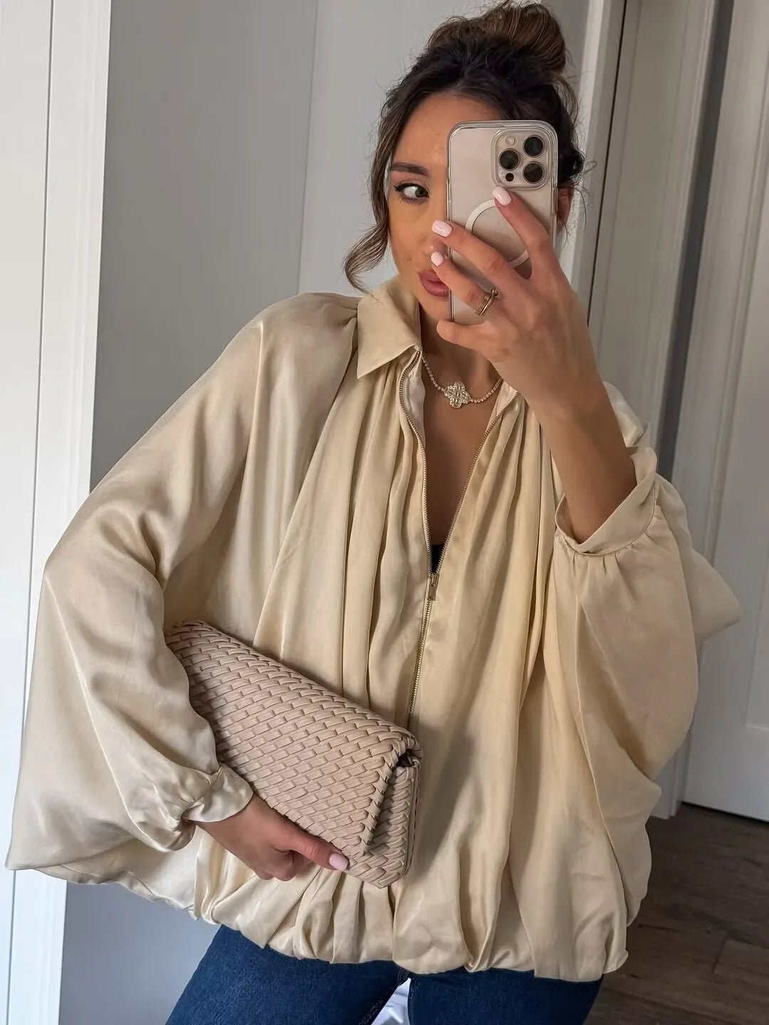 SOERA Ritchel Zip Up Pleated Jacket - Jackets - 1005010607183835-;hB1774012030727124473 Khaki XS