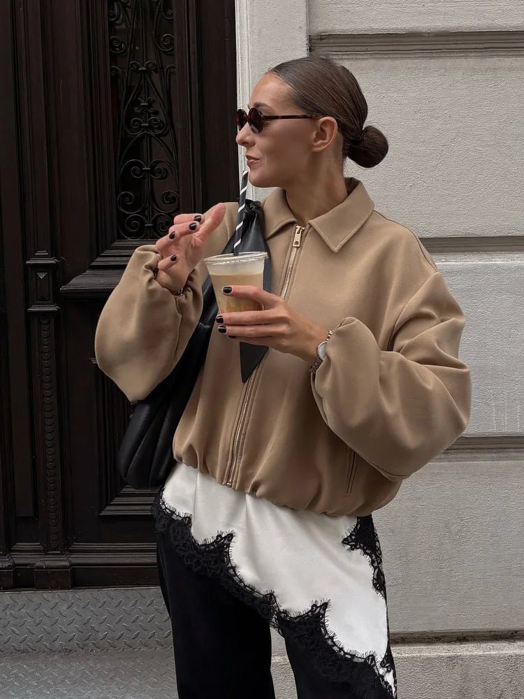 SOERA Seraphina Puffed Bomber Jacket - Jackets - 1005009867474745-;tk1774621553514419316 Beige S