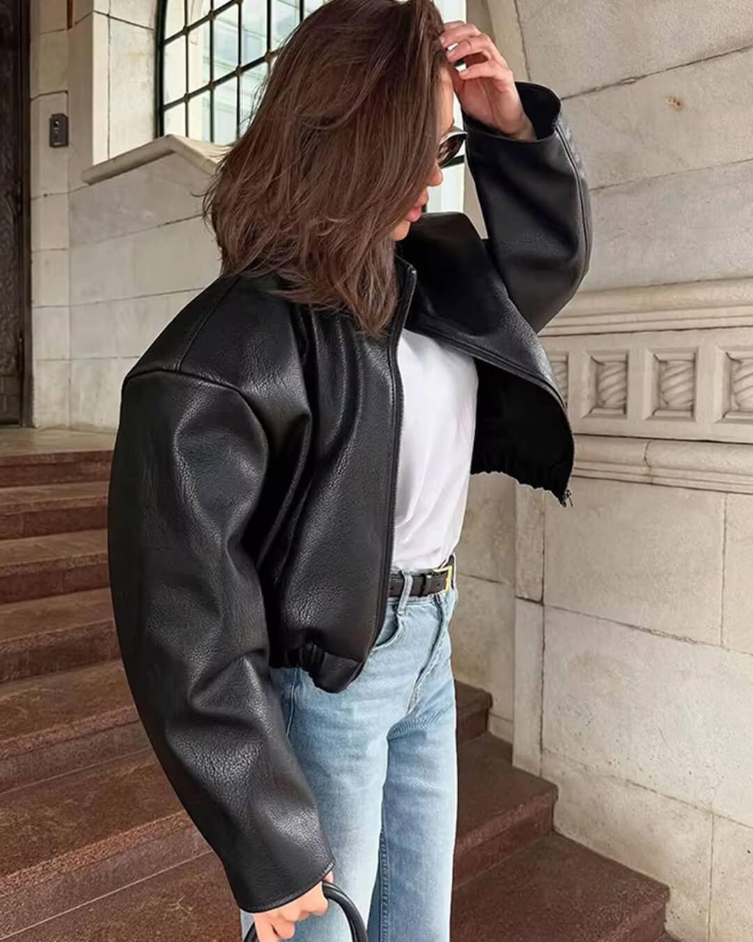 SOERA Sylvia Zip Up Leather Jacket - Jackets - FW1761546453490165159 Black L