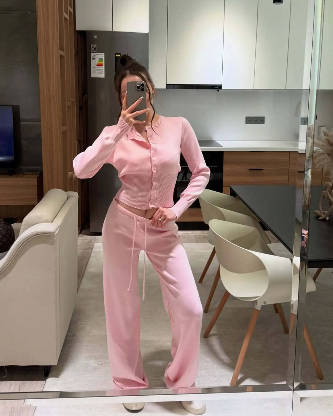 SOERA Aimee Knitted Cardigan and Trousers Set - Matching Sets - 1005010028328385-;Zo1769414229230032476 Pink M