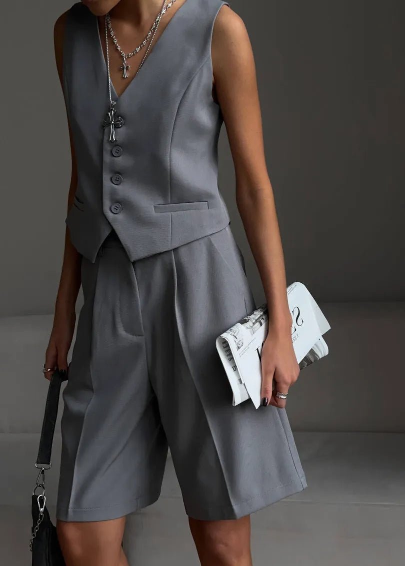 SOERA Bianca Tailored Vest & Bermuda Shorts Set - Matching Sets - Gray M
