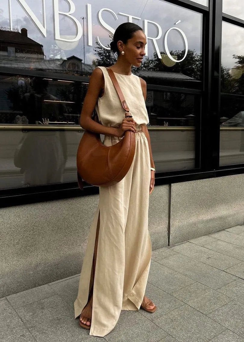 SOERA Celeste Wide - Leg Palazzo Set - Matching Sets - Beige L