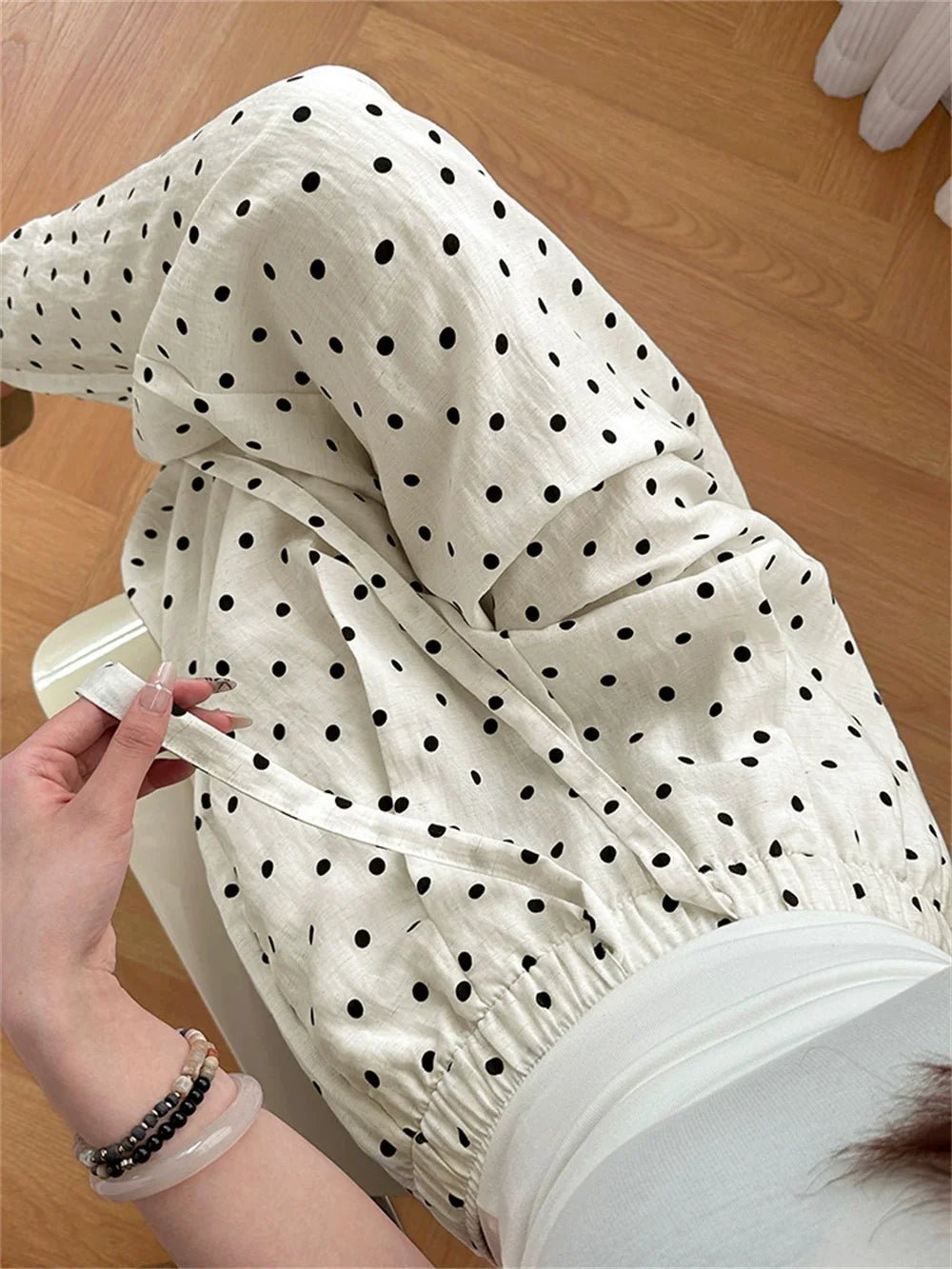 SOERA Elizabeth Polka Dot Wide Leg Linen Pants - Pants - 1005009521697370-;xw1774621567945255851 White M