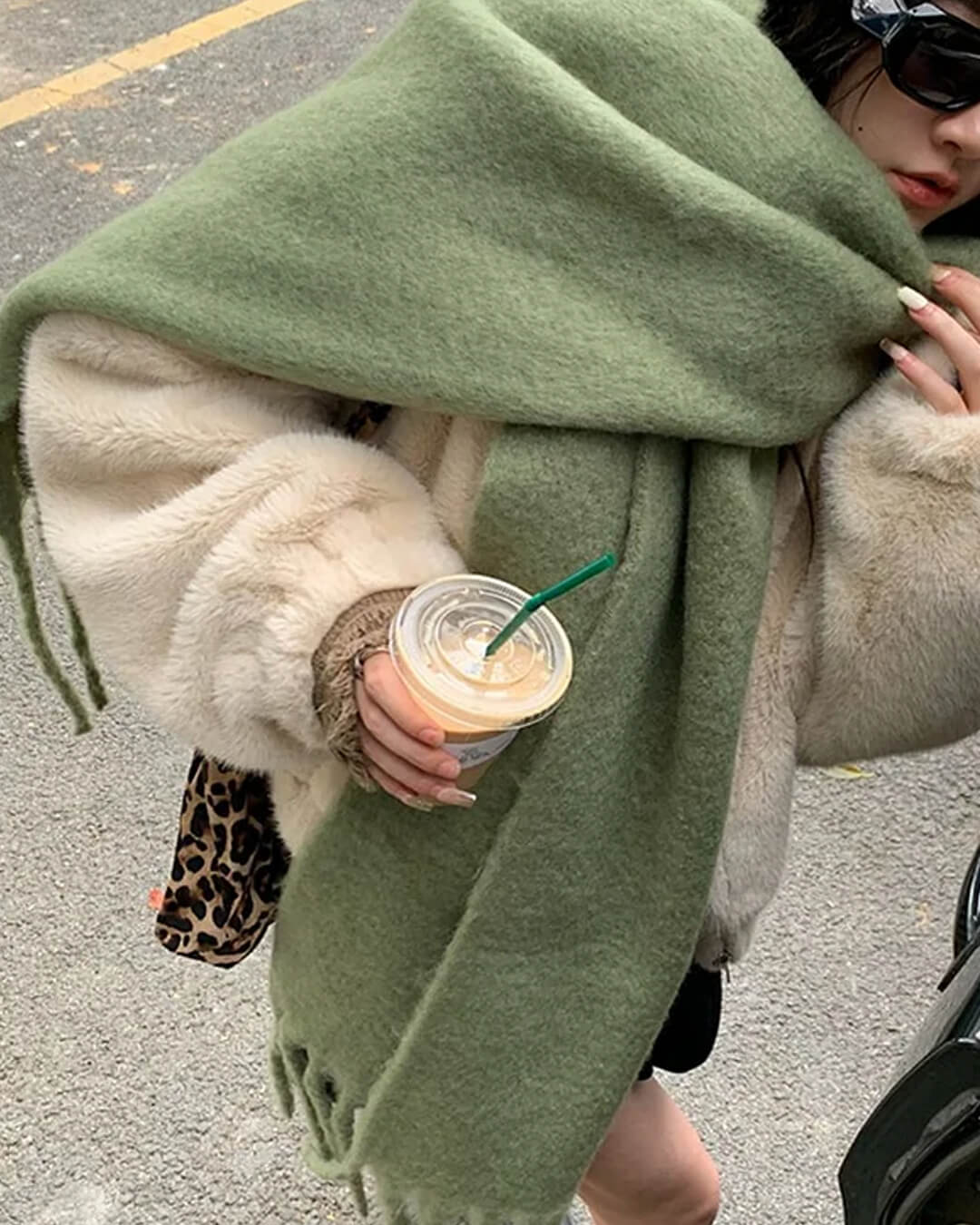 SOERA Tanya Tasseled Winter Scarf - Scarf - 1005009466241802-;aN1764703454510248197 Olive Green