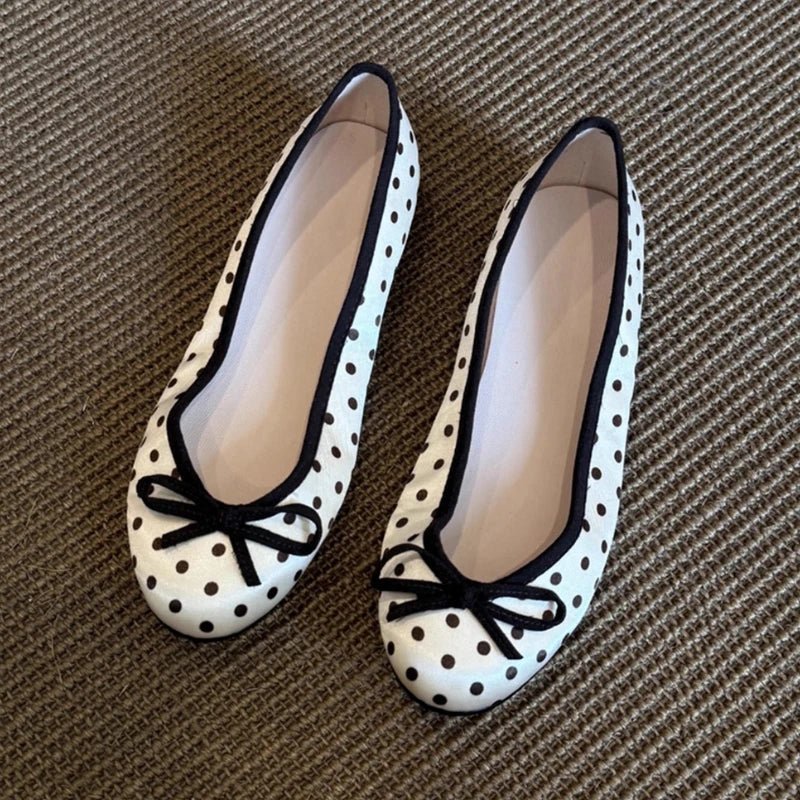 SOERA Georgette Polka Dot Ballet Flats - Shoes - Brown 35