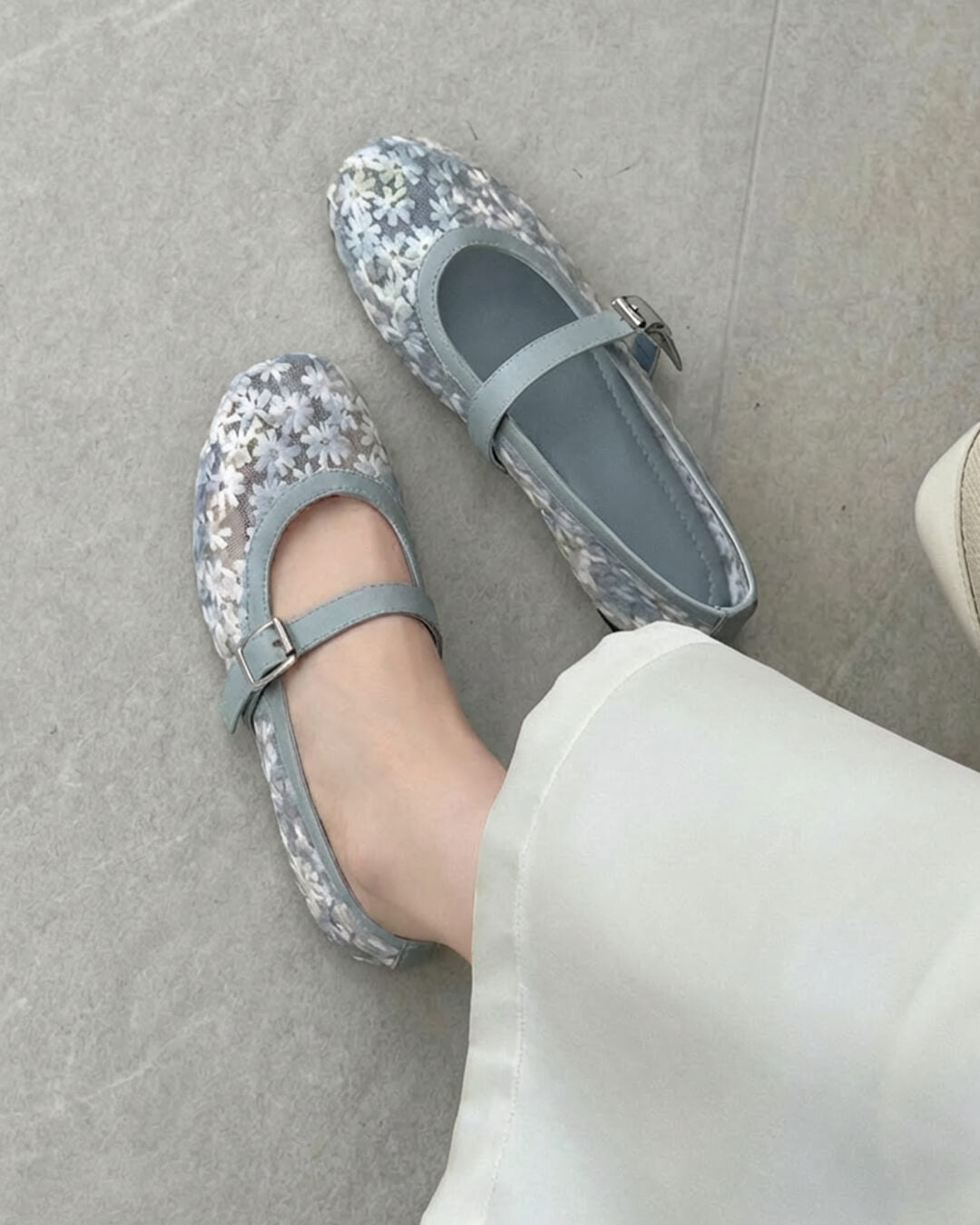 SOERA Helen Mesh Mary Jane Ballet Flats - Shoes - 1005010714131580-;Ul1769140528173071426 Blue 35