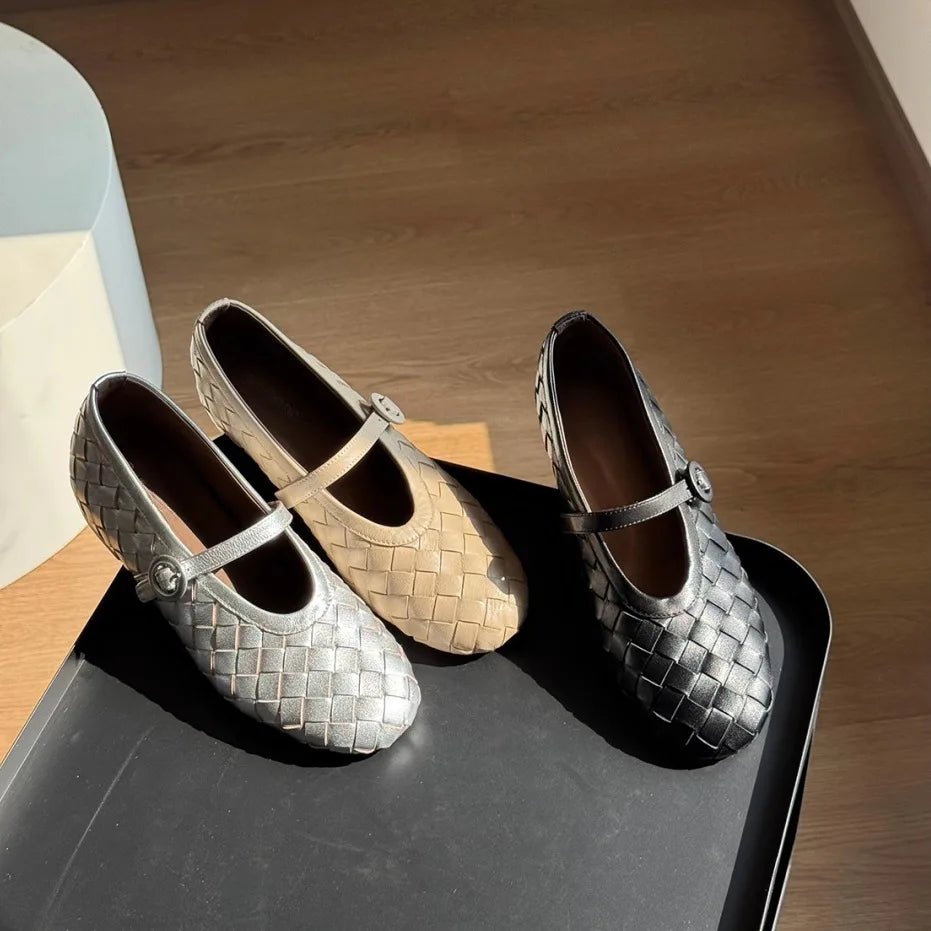 SOERA Lisbeth Woven Leather Flat Shoes - Shoes - 1005010392961053-;wH1770303445603735568 Beige 35