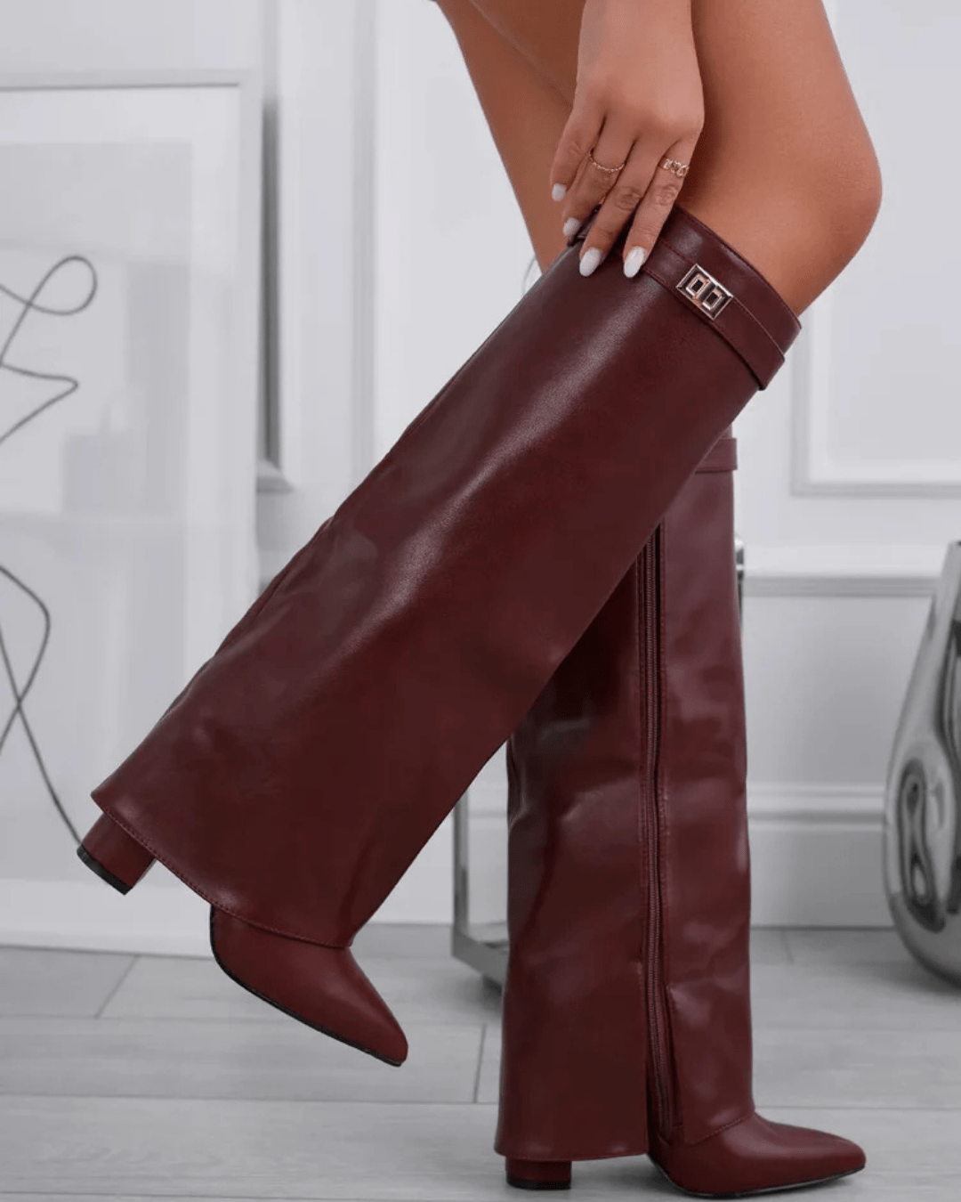 SOERA Monica Leather High Boots - Shoes - Burgundy Leather 35
