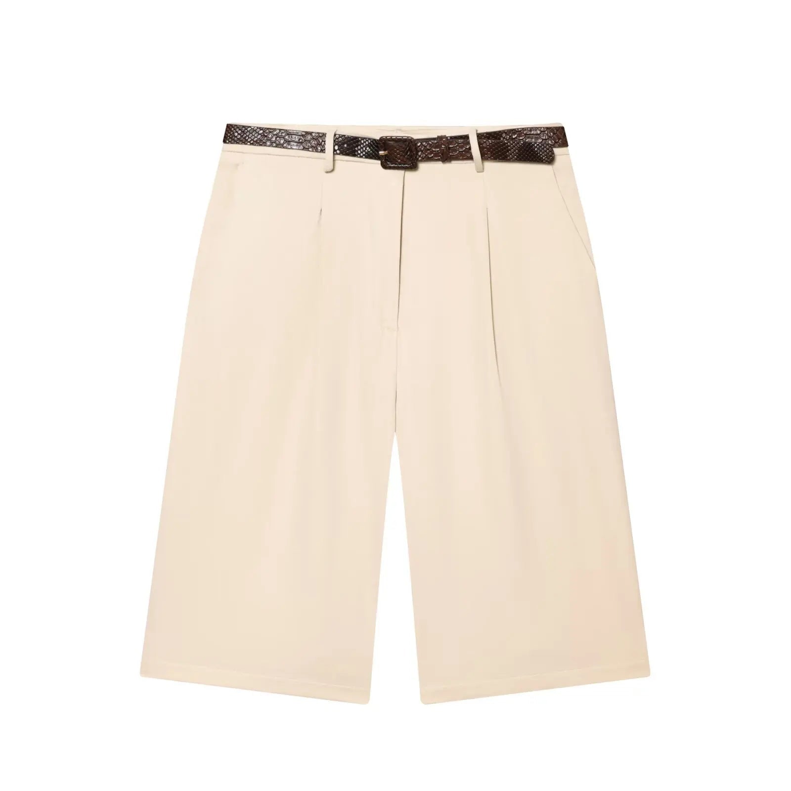SOERA Florentine High Waist Bermuda Shorts with Belt - Shorts - Beige XS