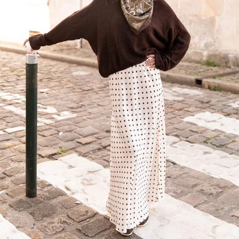 SOERA Beatrice Polka Dot Satin Maxi Skirt - Skirts - Coffee S